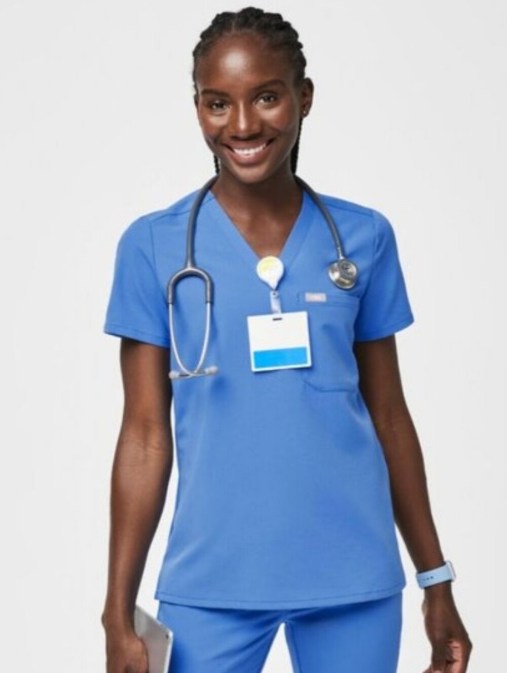 Figs Catarina Capri Blue Scrub Top Medical Uniform Nurse CNA Women's Size XS